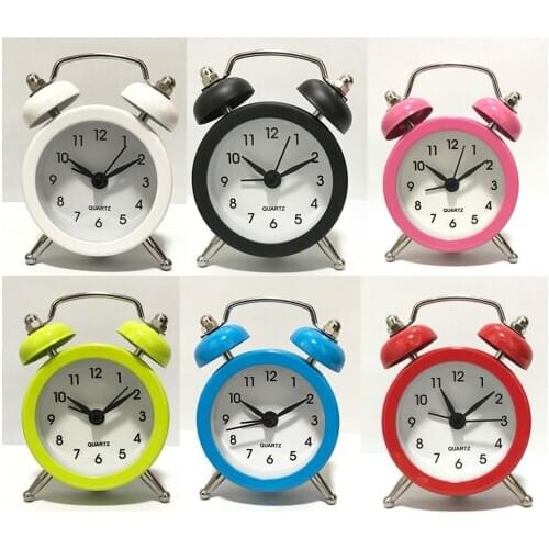 Home Office Outdoor Portable Mini Quartz Dial Number Round Desk Alarm Clock Choice Colors