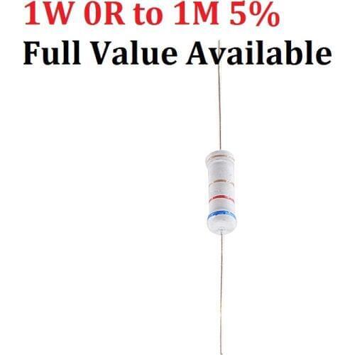 Free Ship 500pcs 1W Metal Film Resistor (0R to 1M) 10K ohm 10K 4.7k 2.2K 1K 100K Carbon film 3/5/6/0/7/8/9.1.2.3.4.5.6.7.8./R/K