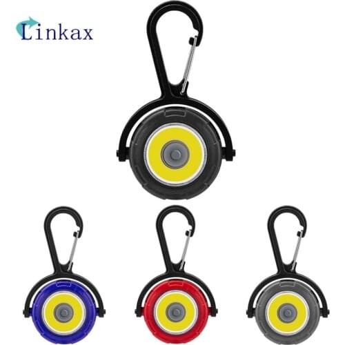 Mini COB Flashlight Keychain Light Portable 3 Modes Clampable Rotatable Emergency Lamp For Outdoor Hiking Camping