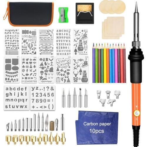 Multifunction Wood Burning Kit 60W Pyrography Wood Burning Embossing Soldering Pen DIY Carving Pyrography Set Pyrography Tools