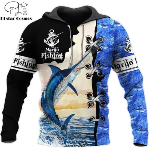 Love Marlin Fishing 3D All Over Printed Mens Autumn Hoodie Sweatshirt Unisex Streetwear Casual Zip Jacket Pullover KJ597