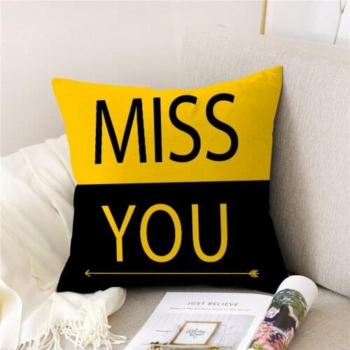 Pillowcase Black and Yellow Geometric Printing Cushion Cover Peach Skin Flannelette Sofa Pillowcase Nordic Home Decoration