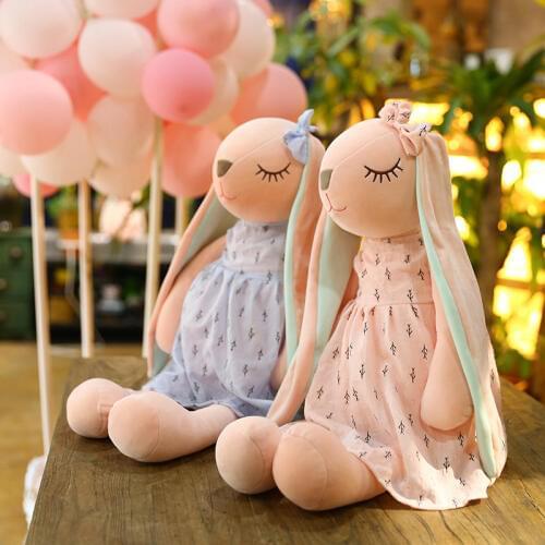 New 35-55cm cute Long Ears Rabbit with bow Doll Baby Soft Plush Toy Sleeping Stuffed Animal Baby appease gift For Infants girl