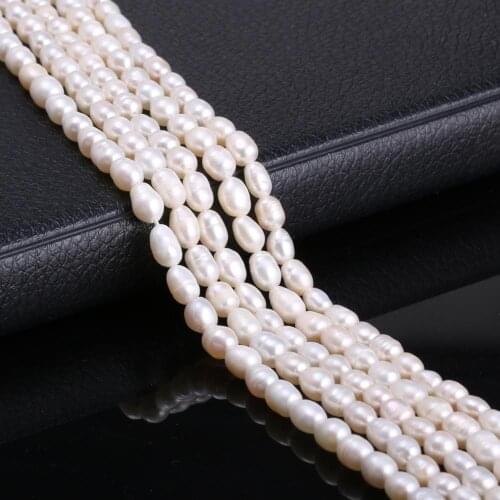 Freshwater Rice-shaped White Pearl Loose Beads 5-6 Mm For DIY Bracelet Earring Necklace Sewing Craft Jewelry Accessory