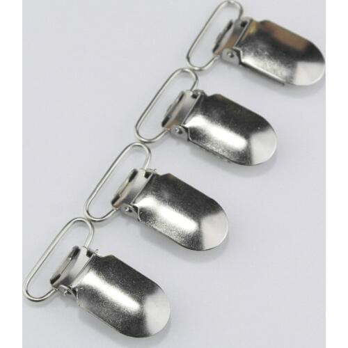 Sutoyuen 100pcs/lot 1'' 25mm Lead Free Duckbill Metal Hook Dummy Pacifier Holder Clips Suspender Clip for 2.5cm Ribbon