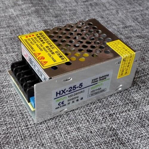 Input 100-240V AC output 5V 5A DC switching power 25W with CE certificate has short circuit, overload, overvoltage protection