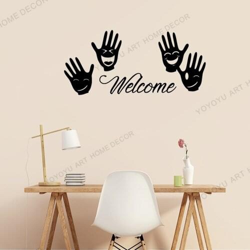 Vinyl Wall Decal Welcome Hands Positive Room Home Decor Phrase Words Stickers Decor Vinyl Nursery Interior Wall Stickers WZ195