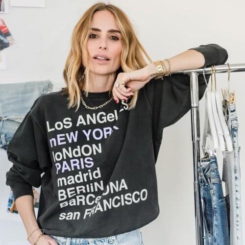 Vintage Women Hoodies Sweatshirt Causal Letter Print Graphic Long Sleeve France Oversize Loose Female Pullovers Tops Streetwear