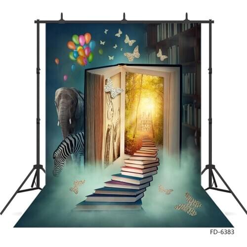 Balloon Books Butterfly Elephant Photo Background Vinyl Cloth Backdrop for Children Baby Birthday Photocall Photography Props