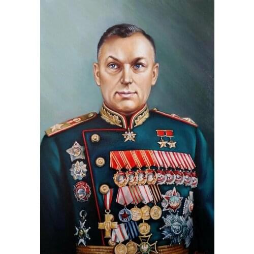 World War II Russia General Portrait of Soviet Russian General Konstantin Konstantinovich Rokossovsky PRINT painting on canvas