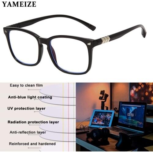 YAMEIZE Anti Blue Light Glasses Men Women Screen Protector Compututer Glasses Fashion Rivet Square Sunglasses Oculos Estiloso UV