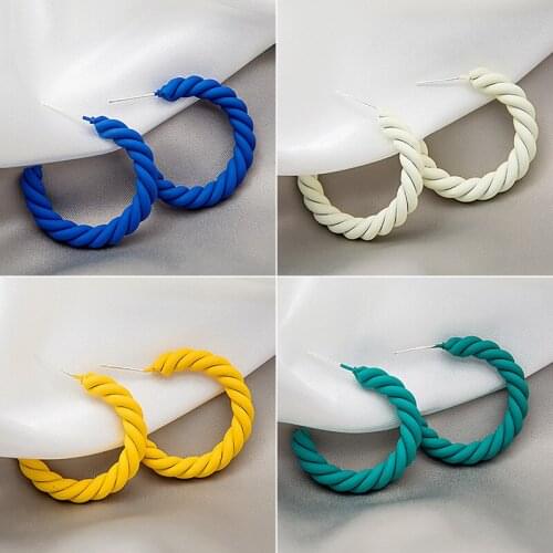 New S925 Silver Post Color C-shaped Twisted Earrings Fashion Womens Earrings Geometric Shaped Womens Earrings Candy Color