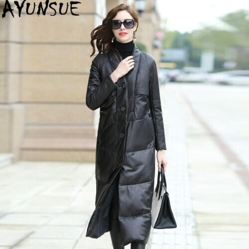 Genuine Leather Jacket Winter Jacket Women Long Down Jackets for Women 100% Real Sheepskin Coat Chaqueta Mujer SM15525-2 KJ4882