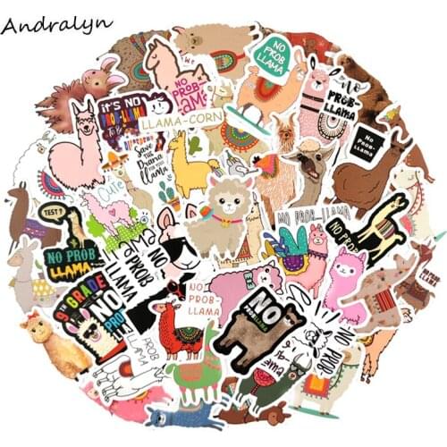 10/50Pcs Lovely Alpaca Stickers Cartoon For Childrens Motorcycles Skateboards Phones Helmet DIY Hand Diaries Scrapbooks Desk
