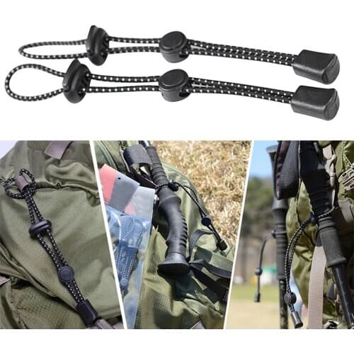 2pcs Backpack Walking Stick Holder Fixing Buckle Adjustable Elastic String Fixing Buckle Rope Lanyard Adjustable Both End Buckle
