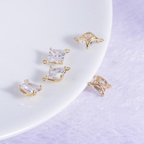 20pcs DIY charm Many specifications of gold with zirconium widgets Diagonal double hanging hole jewelry accessories
