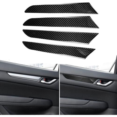 3D Carbon Fiber Door Handle Armrest Stripe Cover Trim Sticker Interior Door Handle Bowl Protector For Mazda CX-5 CX5 2017 2018