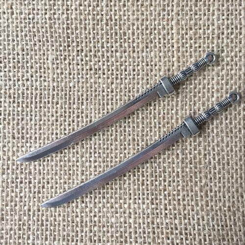 4 Pcs/lot 107x10mm Katana Samurai Sword Charms for Jewelry Making Pendant Silver Color DIY Necklaces Earrings Bracelets A134