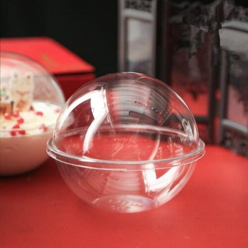 50pcs Fruit Salad Ball Box Mousse Cake Transparent Hollow Plastic Ball Baking Pastry Packaging Dessert Cup Party Favor Gift box