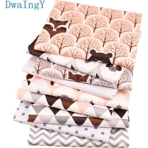 9pcs/Lot Cartoons Series Twill Cotton Fabric For Sewing Patchwork DIY Quilting Cloth Fat Quarters Material Baby Doll 40cmx50cm