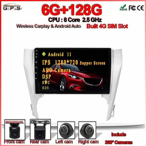 6 128G DSP IPS Android 11 autoradio autoradio per Toyota Camry 7 XV 50 55 2015-2017 navigazione GPS WiFi Bluetooth DVR doppia le
