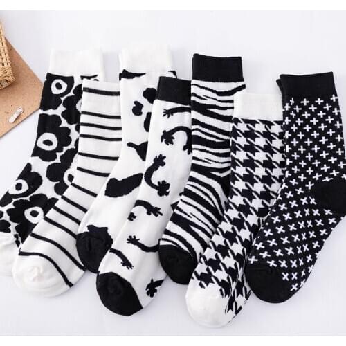 White socks striped black woman calcetines harajuku women skarpetki meias meia calcetas cute vintage funny divertidos chaussette