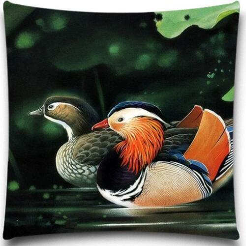 Mandarin Duck Printed Pillow case Knitted Pillow Covers Sofa Decoration Cushion Cover Polyester Cotton