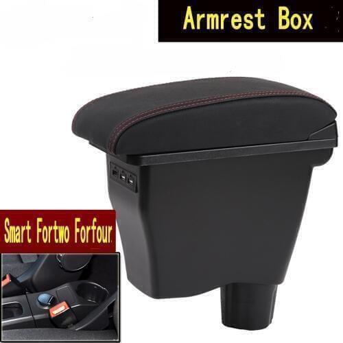 For smart fortwo armrest box universal car center console smart forfour caja modification double raised with USB No assembly