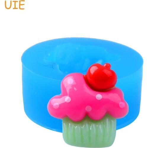 GYL496U 20.2mm Cupcake with Cherry Silicone Mold - Fondant Dessert, Sugarcraft, Cabochon Candy, Chocolate, Resin Clay, Oven Safe