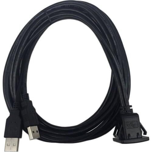 USB2.0 Flush Mount Cable 1M/2M Double/Single USB Port Extension Flush Dashboard Panel Mount Cable for Car Boat Motorcycle