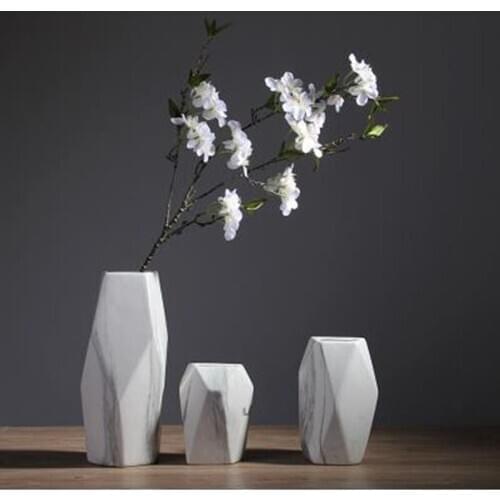 Nordic marble pattern ceramic vase crafts, home office desktop decorations gifts, creative porcelain art