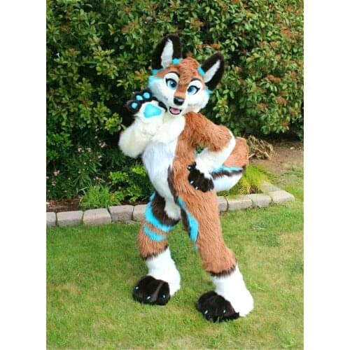 Halloween Long Fur Husky Dog Fox Fursuit Furry Mascot Costume Suit Cosplay Fancy Dress Adult Outdoor Outfit Fur suit S5
