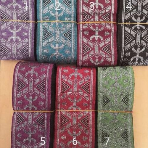 68mm 58mm Ethnic Silver Filigree Purple Blue Wine Black Green Metallic Bedding Lace Curtain Laciness National Jacquard Webbing