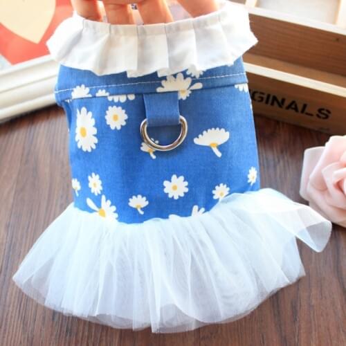 Summer Dog Dress Tutu Princess Costumes Harness Denim Skirt Cat Puppy Apparel maltese Yorkies Pomeranian Poodle Pet Clothing