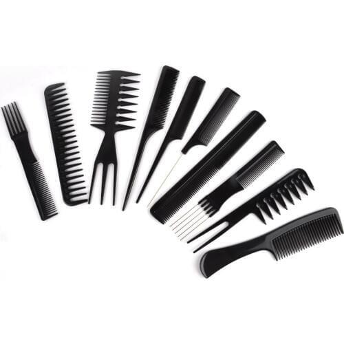 Mayitr 10pcs Professional Salon Hair Combs Black Anti-static Heat-Resistant Hair Styling Comb Set For Salon Styling Tools