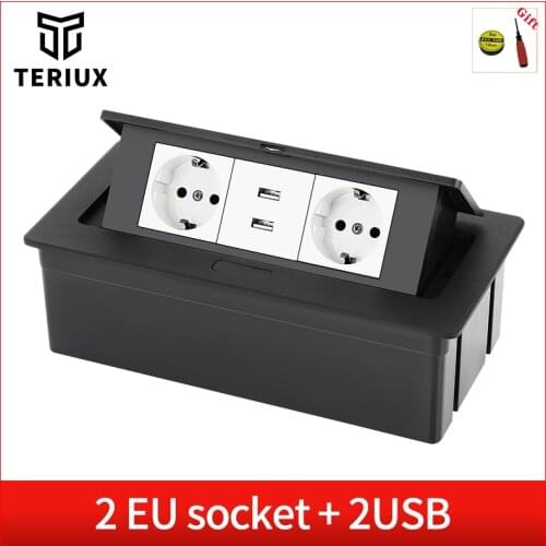 Multi-function universal EU France UK US desktop power outlet USB pop up table mount socket