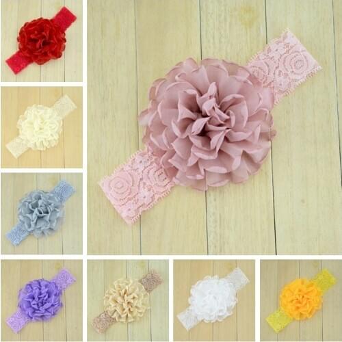 10 CM Fashion Handmade Chiffon Flower Infant Headband Toddler Lace Hairband Elastic Headwear Hair Accessories for Baby Girls