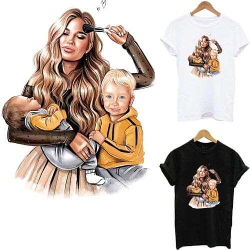 Fashion Mom&Boy Patches For Clothing DIY A-Level Washable Thermal Heat Transfer Clothes Sticker Print-On T-Shirt Applique Patch