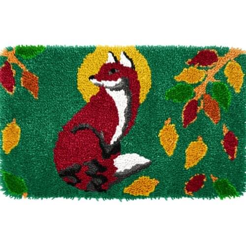 Latch hook kit Carpet embroidery with Pre-Printed Pattern Fox Embroidery kits Cross stitch Foamiran for needlework Tapestry