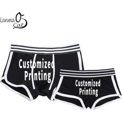 Lanmaocat Lovers Couples Underwear Men Women Boxer Shorts With Custom Printing Cotton Underpant For Men Women XXL