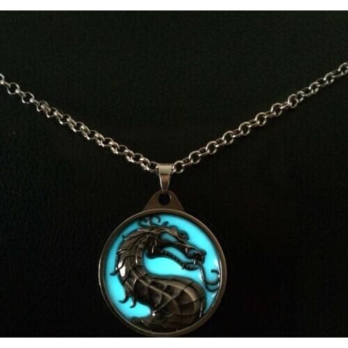 2017 new luminous necklace retro glittering ice dragon and fire dragon punk necklace