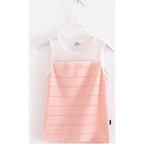 New 2017 candy girl baby condole belt vest HS002 cotton lace collar stitching 2 to 7 years old children condole t-shirts vest