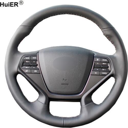 Hand Sewing Car Steering Wheel Cover For Hyundai Sonata 9 2015 2016 2017 (4-Spoke) Braid on the steering wheel Volant Stuurhoes