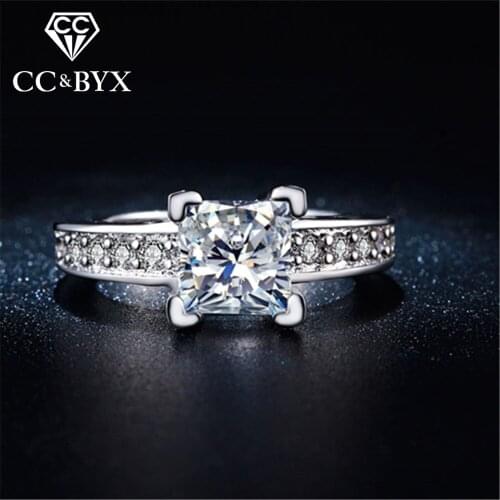 Wholesale simple design Cincin Wanita ring for women square high quality cz fashion jewelry bijoux female gift CC285