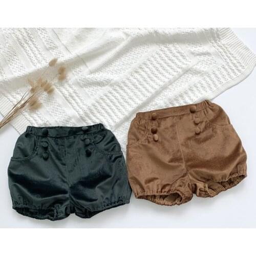 Autumn Winter Kids Baby Girls Corduroy Pure Colour Short Pants Childrens Clothing Casual Baby Girls Shorts Children Short Pants
