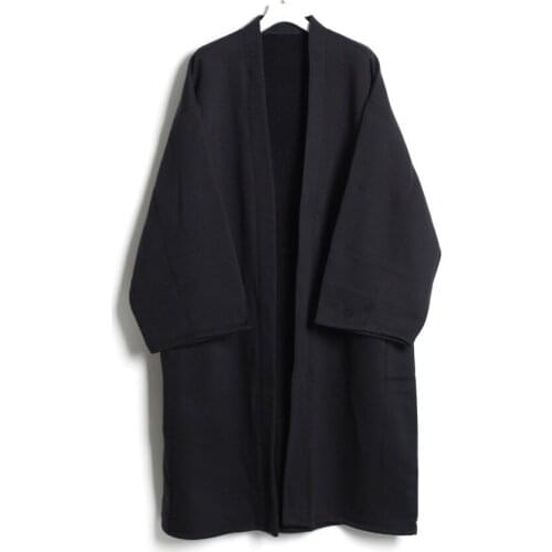 Autumn and winter mens Retro Mid long jacket, casual windbreaker, Chinese fashion, literature and art loose cardigan