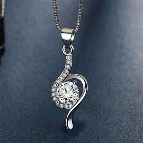 Luxury Zircon CZ Pendant Necklace Girls Clavicle Necklace Fashion Women Silver 925 Necklace Female Birthday Party Accessories