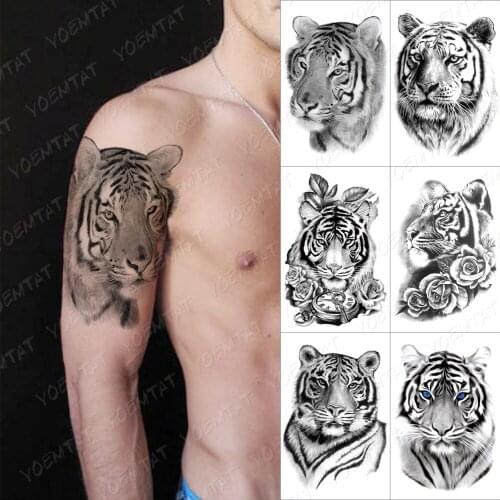 Wild Animal Tiger Temporary Tattoo Sticker For Men Women Children Lion Wolf Waterproof Fake Henna Owl Flower Body Art Tatoo