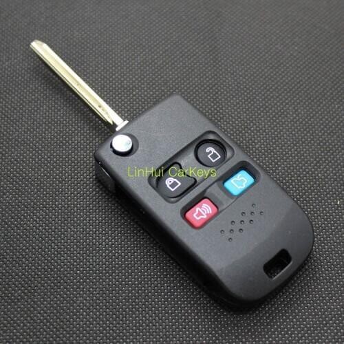 PINECONE for Ford Kuga F150 F750 Raptor 4 Buttons Uncut Brass Blade Modified Remote Blank Keys ABS Shell 1PC