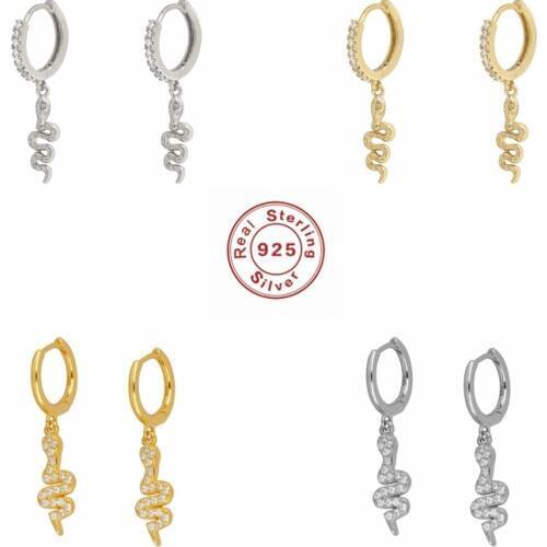 925 Sterling Silver Pendientes Hoop Earrings For Woman Engagement Valentines Day Animal Snake Shape Hanging Earring Jewelry